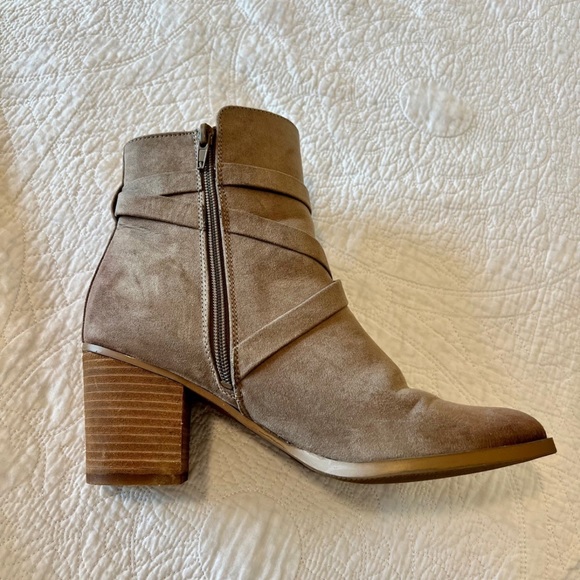 Suede Taupe Ankle Booties - Picture 2 of 4